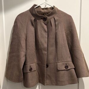 Jones New York Brown Herringbone Cape
